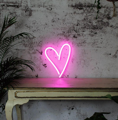 Pink heart LED neon sign, perfect for any room, colorful LED neon sign, get in touch for any custom LED neon sign enquiries you may have, London neon will help you create any custom LED neon sign designs you might have. our LED neon signs are the most affordable on the market and we will price beat any other UK LED neon sign quote. check out our pre made LED neon signs in our LED neon sign store