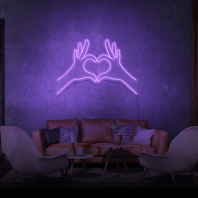 purple Love Heart Hands LED neon sign, perfect for any room, colorful LED neon sign, get in touch for any custom LED neon sign enquiries you may have, London neon will help you create any custom LED neon sign designs you might have. our LED neon signs are the most affordable on the market and we will price beat any other UK LED neon sign quote. check out our pre made LED neon signs in our LED neon sign store