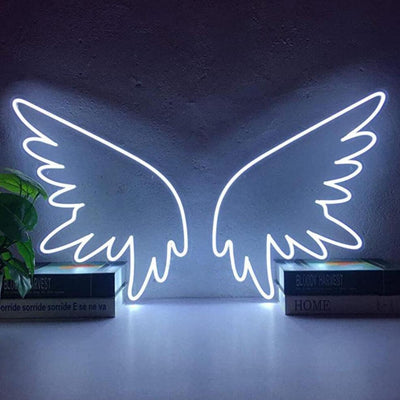 White angel wings wavy LED neon sign, perfect for any room, colorful LED neon sign, get in touch for any custom LED neon sign enquiries you may have, London neon will help you create any custom LED neon sign designs you might have. our LED neon signs are the most affordable on the market and we will price beat any other UK LED neon sign quote. check out our pre made LED neon signs in our LED neon sign store
